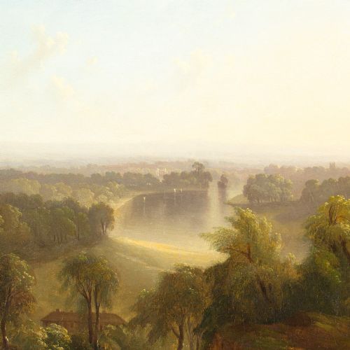 fig 4. John Martin (Circle), The Valley Of The Thames Viewed From Richmond Hill - Antique Oil Painting 