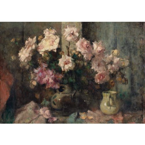 fig 3. Jean Laudy, Les Roses Blanches - Oil Painting