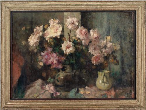 Jean Laudy, Les Roses Blanches - Oil Painting