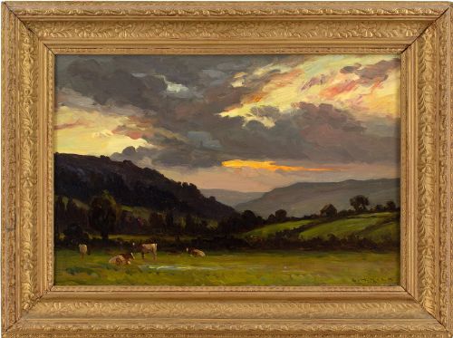 Ernest Higgins Rigg, Sunset Swaledale - Antique Oil Painting