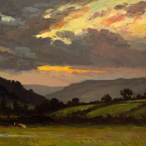 fig 2. Ernest Higgins Rigg, Sunset Swaledale - Antique Oil Painting