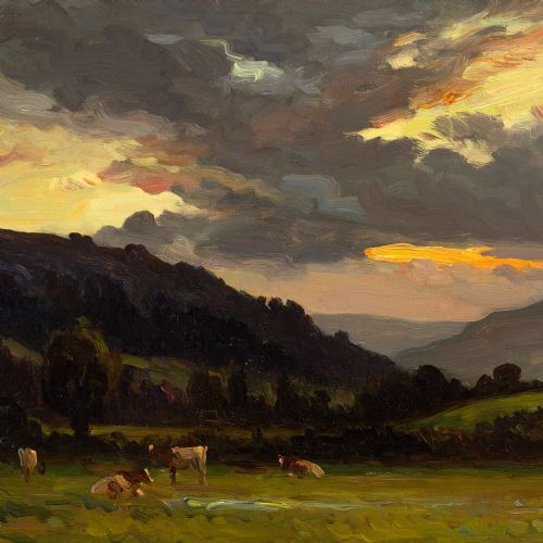 fig 3. Ernest Higgins Rigg, Sunset Swaledale - Antique Oil Painting