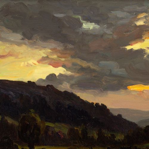 fig 6. Ernest Higgins Rigg, Sunset Swaledale - Antique Oil Painting