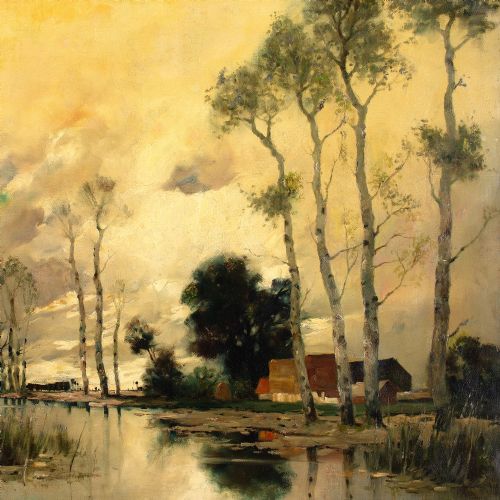fig 2. Early 20th-Century Dutch School, Landscape With Birch Trees - Antique Oil Painting