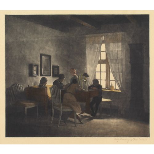 fig 1. Peter Ilsted, A Rainy Day - Mezzotint