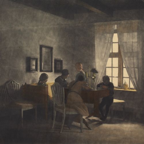 fig 2. Peter Ilsted, A Rainy Day - Mezzotint