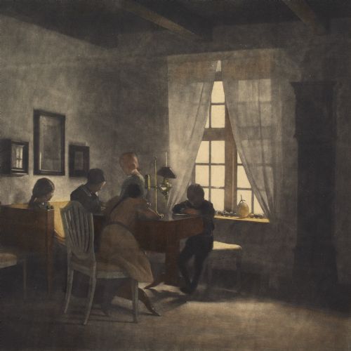 fig 3. Peter Ilsted, A Rainy Day - Mezzotint