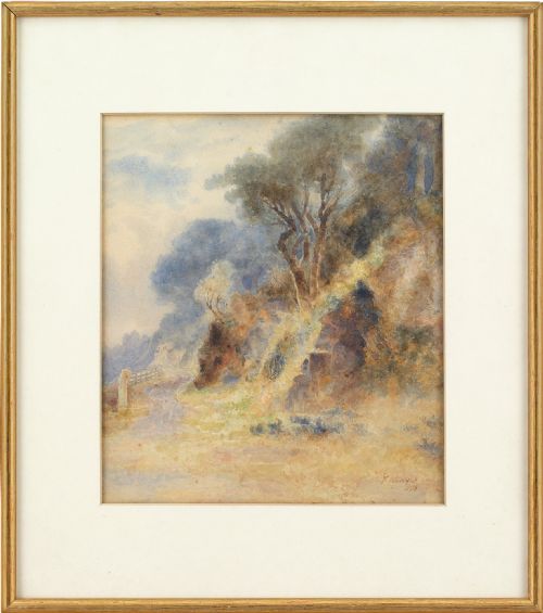 Thomas Medcalf, Upland Landscape with Track - Antique Watercolour