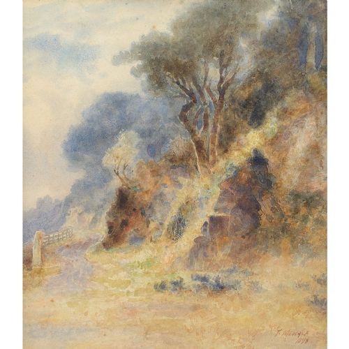 fig 1. Thomas Medcalf, Upland Landscape With Track - Antique Watercolour