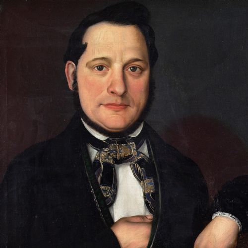 fig 1. Mid-19th-Century German School, Wedding Portrait - Antique Oil Painting