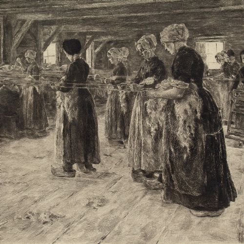 fig 2. Albert Kruger After Max Liebermann, The Flax Barn at Laren - Antique Etching