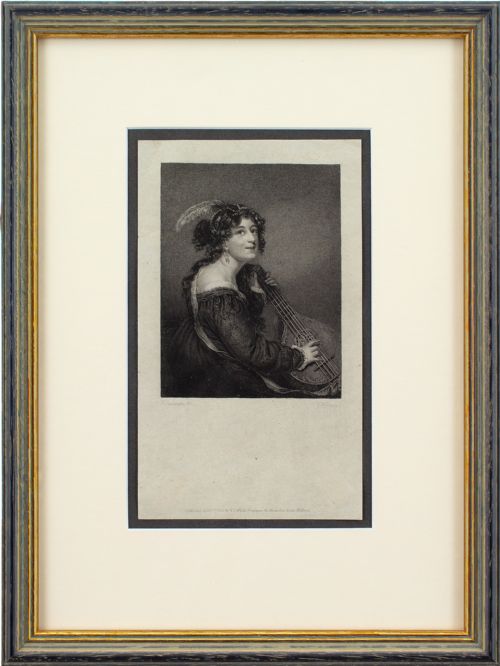 George Kellaway After Thomas Stewardson, Lady in Costume Playing the Mandolin - Antique Engraving
