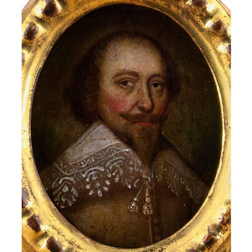 fig 2. 17th-Century English School, Portrait Miniature Of King Charles I - Antique Oil On Copper