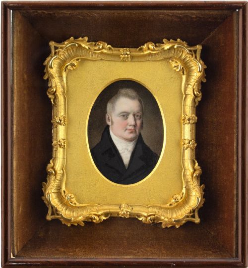 Early 19th-century, Miniature Portrait of a Gentleman - Antique Oil Painting