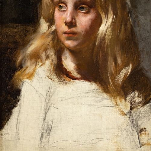 fig 2. Curt Ruger, Portrait Study Of A Girl - Antique Oil Painting