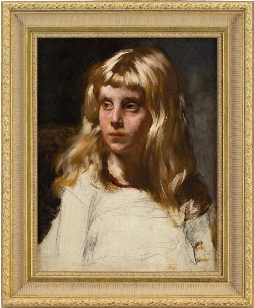 Curt Ruger, Portrait Study of a Girl - Antique Oil Painting