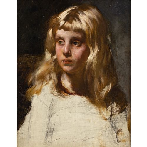 fig 1. Curt Ruger, Portrait Study Of A Girl - Antique Oil Painting