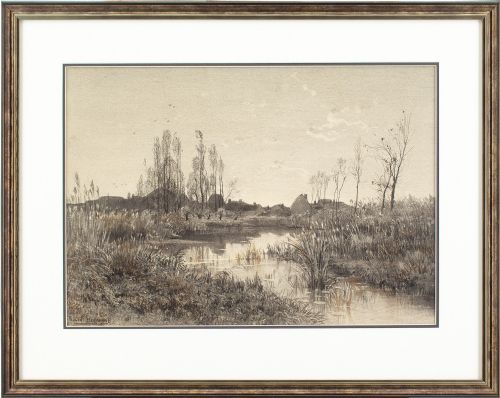 André Paulin Bertrand, River Landscape - Mixed Media