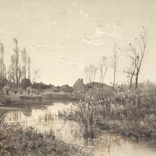fig 3. André Paulin Bertrand, River Landscape - Mixed Media
