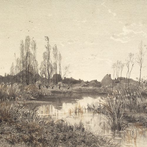 fig 5. André Paulin Bertrand, River Landscape - Mixed Media