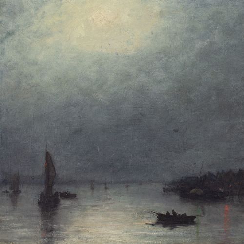 fig 1. Theodoor Verstraete, Nocturne - Antique Oil Painting
