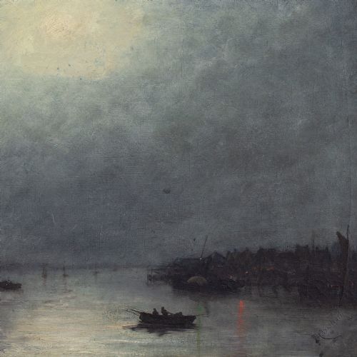 fig 2. Theodoor Verstraete, Nocturne - Antique Oil Painting