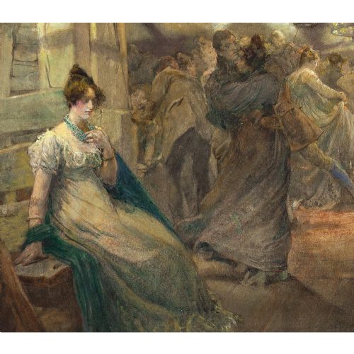 fig 1. Edgar Bundy RA, The Wallflower - Antique Watercolour