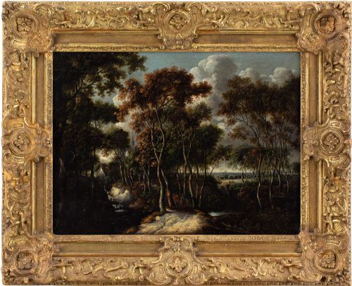 Jacob Van Ruisdael (Circle), Forest View with Birch Trees - Antique Oil Painting