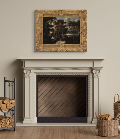 fig 2. Jacob Van Ruisdael (Circle), Forest View With Birch Trees - Antique Oil Painting