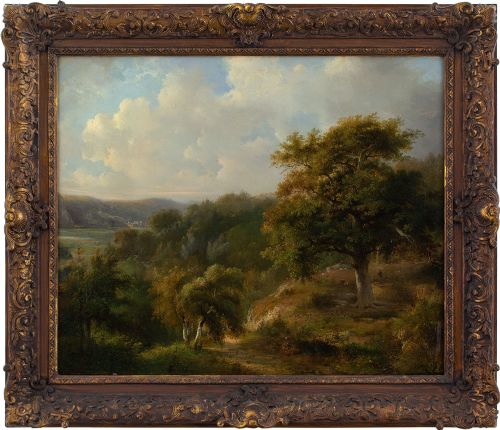 Pieter Caspar Christ, Woodland Landscape with Distant Cottages - Antique Oil Painting