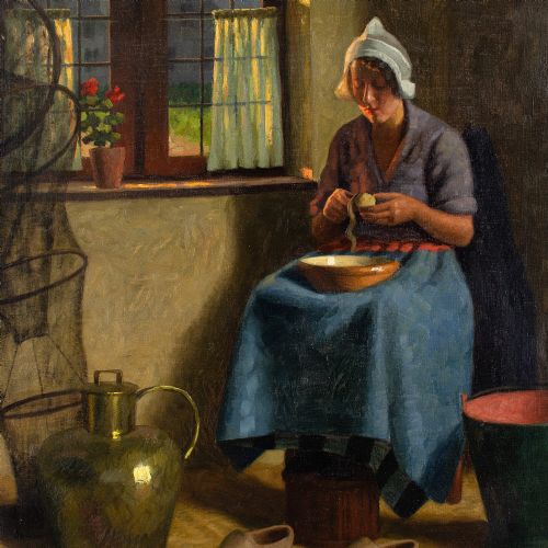 fig 2. Wilhelm Gdanietz, Interior With Woman Peeling Potatoes