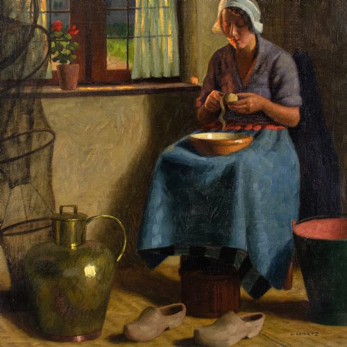 fig 3. Wilhelm Gdanietz, Interior With Woman Peeling Potatoes