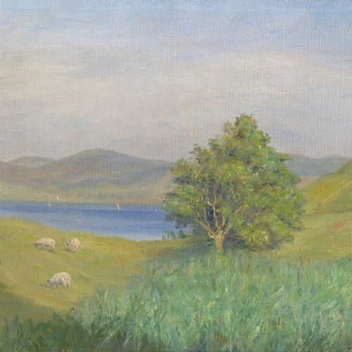 fig 2. Andreas Moe, Impressionistic Pastoral Landscape With Sheep - Antique Oil Painting
