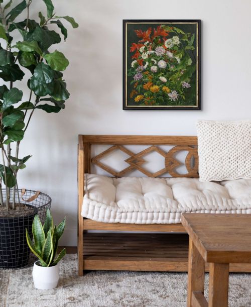fig 2. Late 19th-Century Danish School, Still Life With Chrysanthemums - Antique Oil Painting