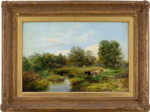George Vicat Cole Ra, a Sunny Afternoon Near Arundel - Antique Oil Painting
