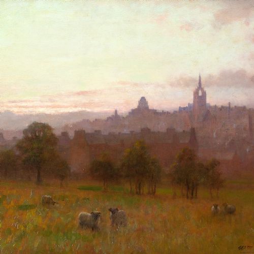 fig 2. William Barr, Dusk Over Paisley - Antique Oil Painting