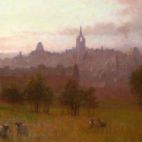 fig 3. William Barr, Dusk Over Paisley - Antique Oil Painting