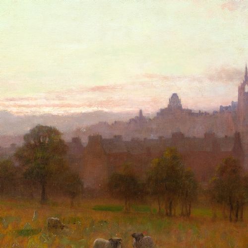fig 4. William Barr, Dusk Over Paisley - Antique Oil Painting