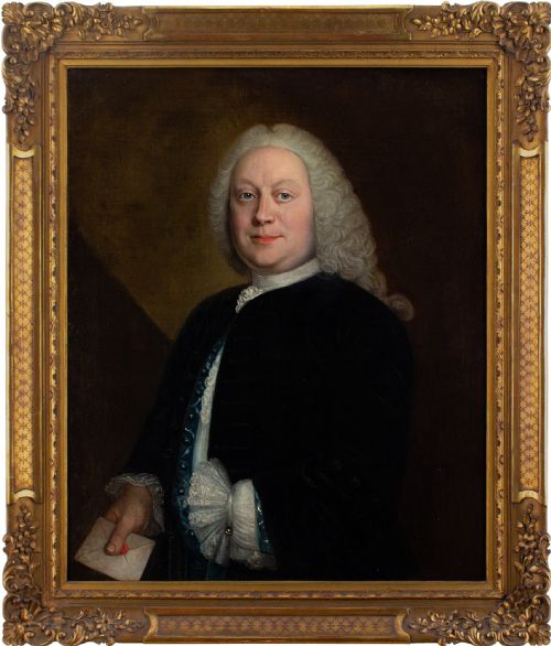 Mid-18th-century French School, Portrait of a Gentleman with a Sealed Missive - Antique Oil Painting