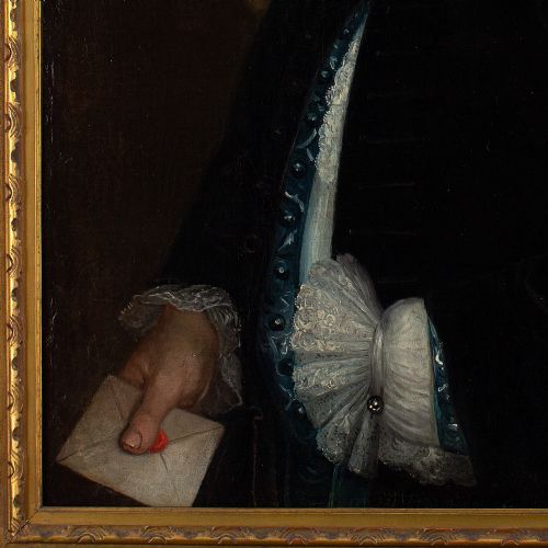 fig 1. Mid-18th-Century French School, Portrait Of A Gentleman With A Sealed Missive - Antique Oil Painting