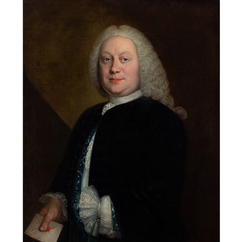 fig 3. Mid-18th-Century French School, Portrait Of A Gentleman With A Sealed Missive - Antique Oil Painting