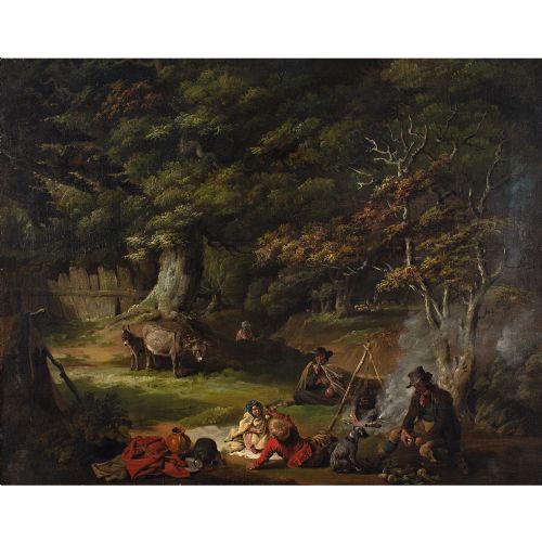fig 4. Edmund Bristow, Travellers In A Wood - Antique Oil Painting