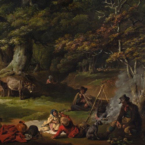 fig 2. Edmund Bristow, Travellers In A Wood - Antique Oil Painting