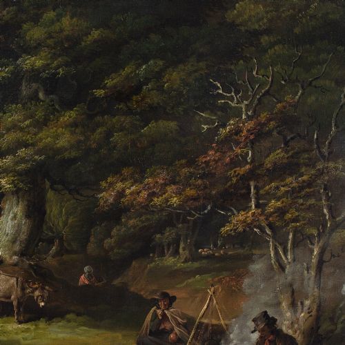 fig 5. Edmund Bristow, Travellers In A Wood - Antique Oil Painting