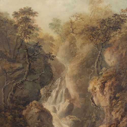 fig 4. Benjamin Barker of Bath (Attributed), A Goat By A Waterfall, Antique Watercolour 