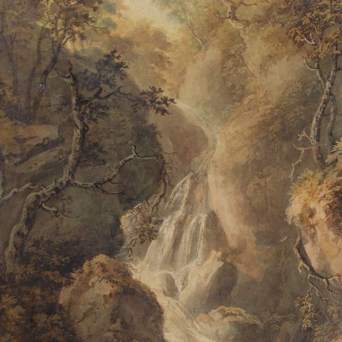 fig 6. Benjamin Barker of Bath (Attributed), A Goat By A Waterfall, Antique Watercolour 