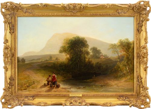 John Frederick Tennant, River Scene Near Scarborough - Antique Oil Painting