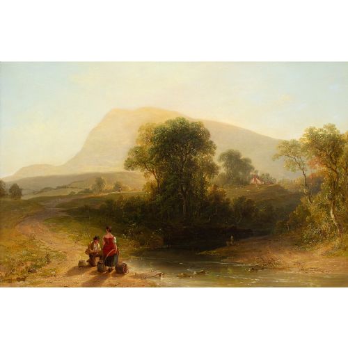 fig 1. John Frederick Tennant, River Scene Near Scarborough - Antique Oil Painting
