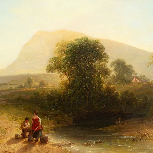 fig 2. John Frederick Tennant, River Scene Near Scarborough - Antique Oil Painting