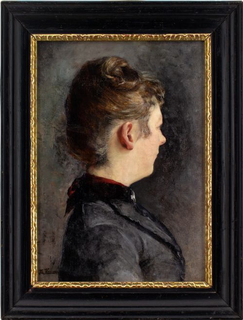 Ernst Theodor Krause, Portrait Study of a Woman - Antique Oil Painting